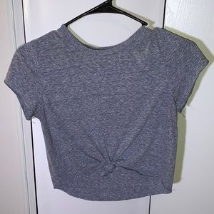 Grey Crop-Top w/ Knotted Front